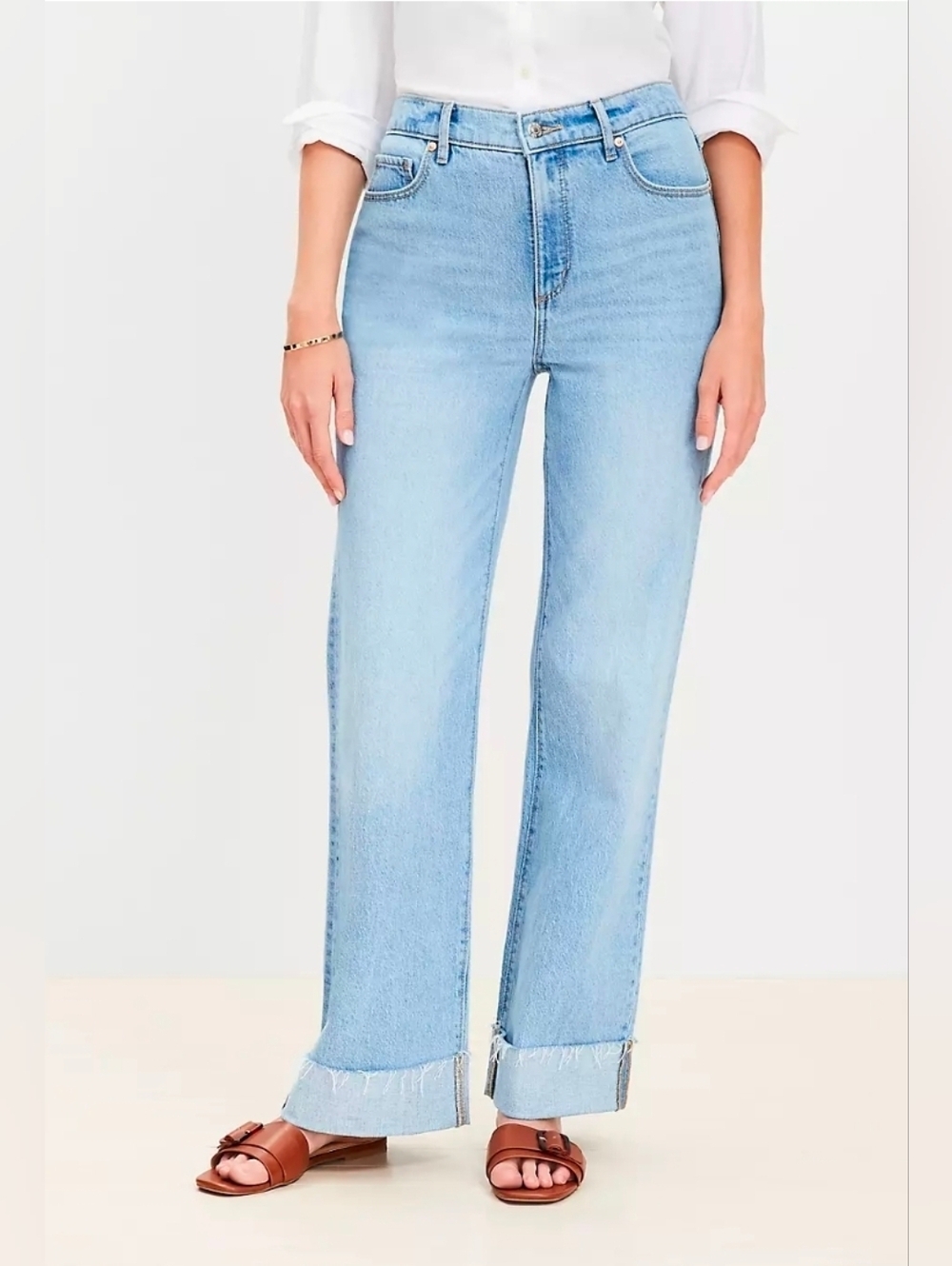 ❤️ LOFT CURVY HIGH RISE WIDE LEG JEANS, FLIP CUFF, 16 (33)